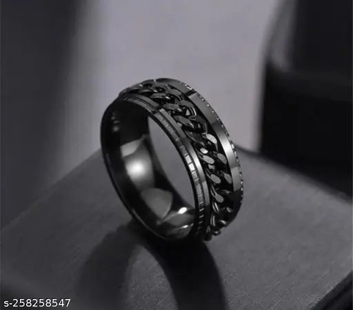 Latest Stainless Steel Black Colour Chain Spinning Ring