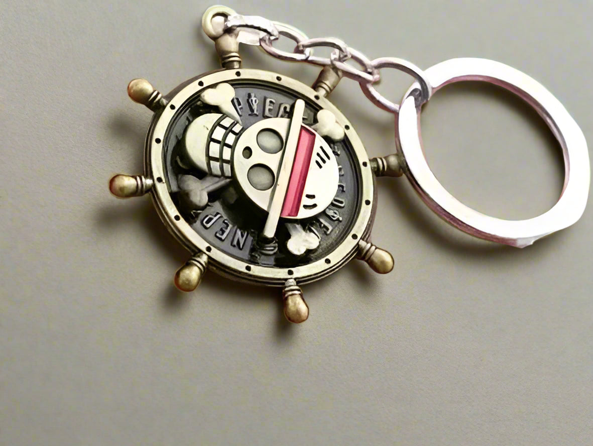 One Piece Anime Manga Ship Wheel Spinning Silver