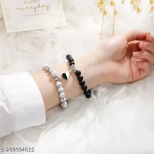 Couple Bracelet Gifts Heart Shape Alloy Magnet Wristband