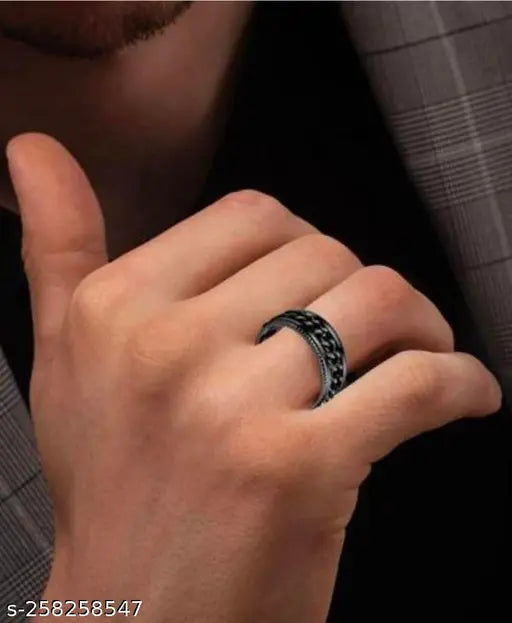 Latest Stainless Steel Black Colour Chain Spinning Ring