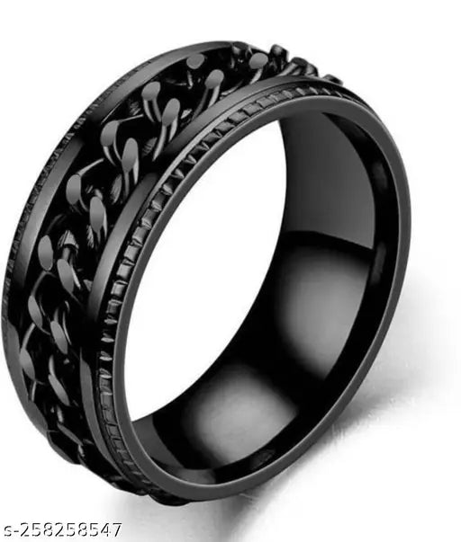 Latest Stainless Steel Black Colour Chain Spinning Ring